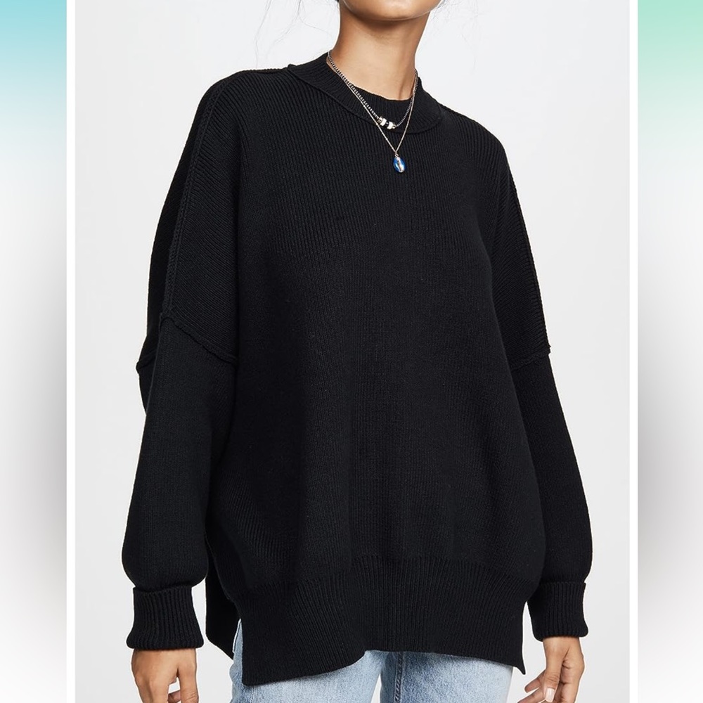 NWT Free People Easy Street Tunic Black Oversized Size Medium